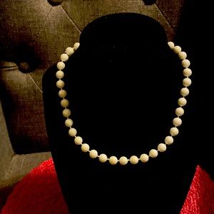 Vintage white plastic beaded necklace (HONG KONG)